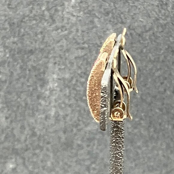 Vintage Clip-On Earrings 1 In Pink Rhinestones MOP Inlay Retro Bling Glam Curve - Picture 7 of 8